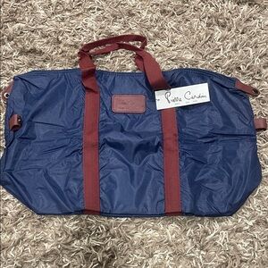 Pierre Cardin Navy and Burgundy Duffel Bag NWT